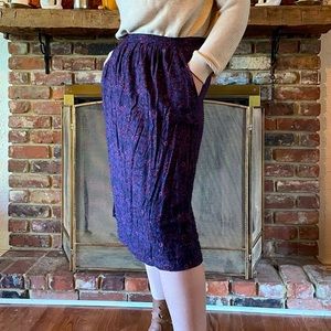 Purple Paisley Midi Skirt